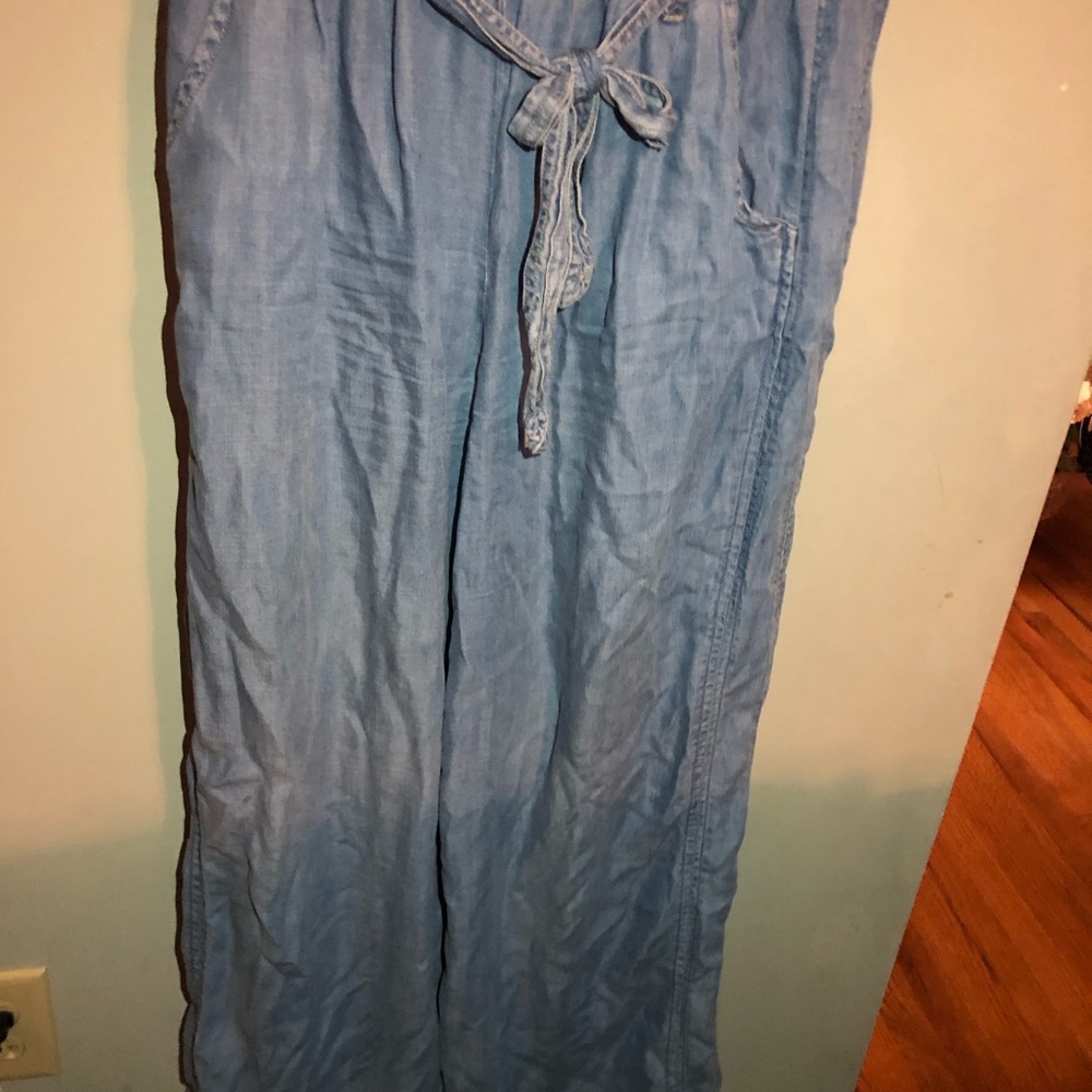 Stylish Elastic Tie Waist Blue Jeans - Picture 2 of 4